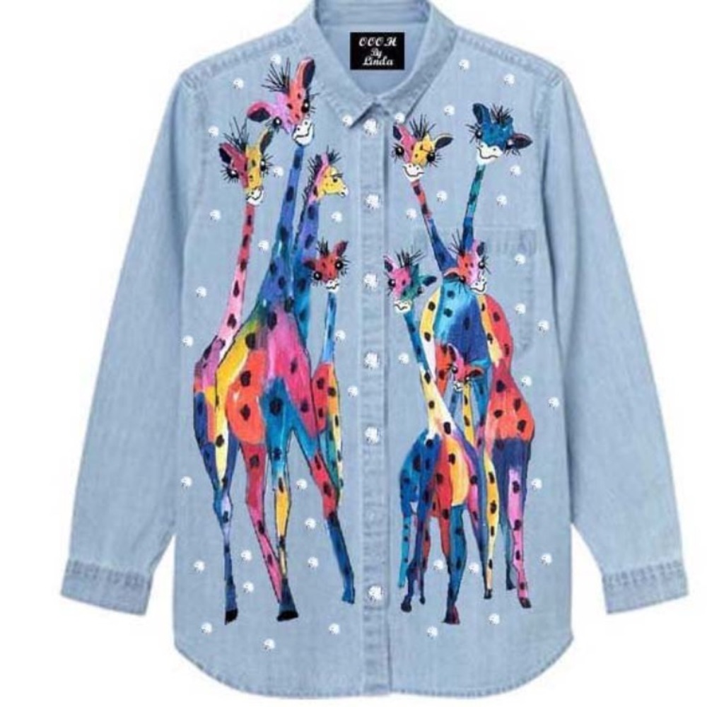 Hand painted multi colored Giraffes.